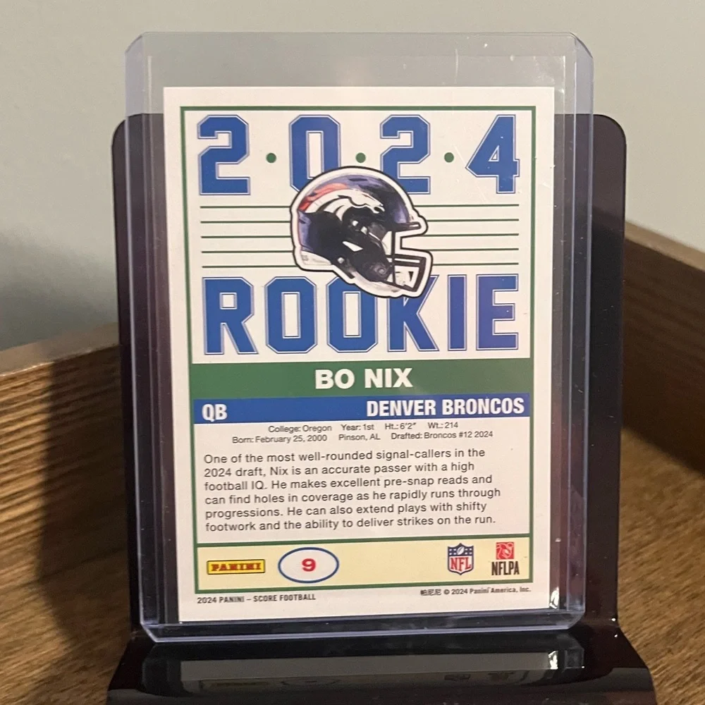 🏈 Bo Nix 2024 Panini Score Football Rookie RC NFL Rookie RC Card #9